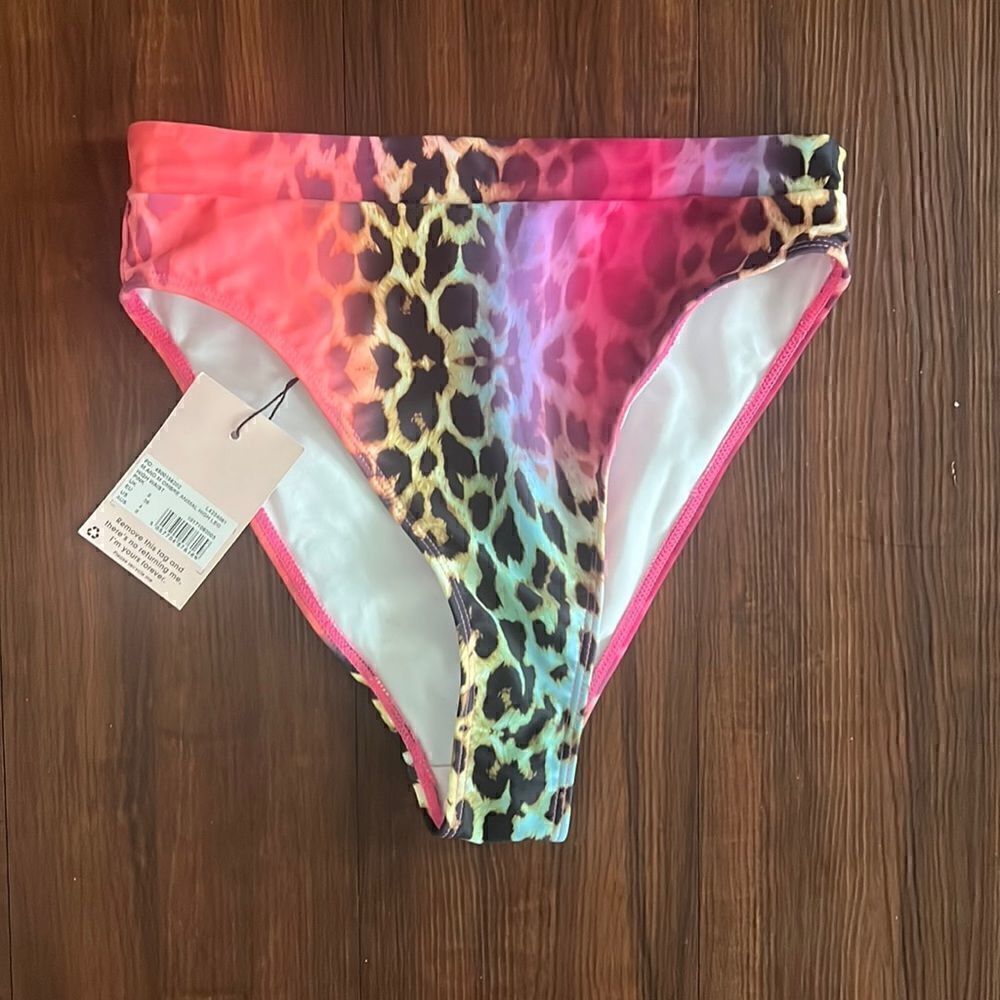Missguided NWT Bathing Suit Bottom - High Waist - Animal Print - Colorful